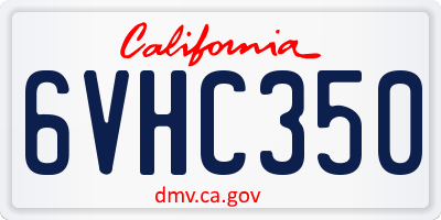 CA license plate 6VHC350