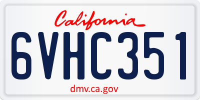 CA license plate 6VHC351