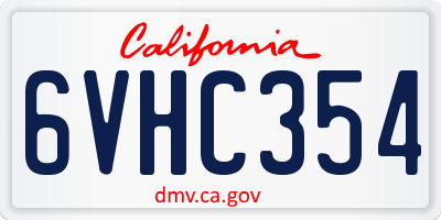 CA license plate 6VHC354