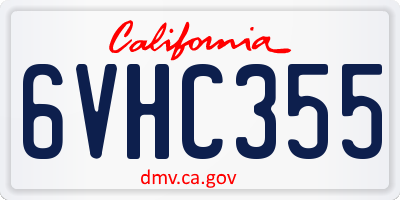 CA license plate 6VHC355