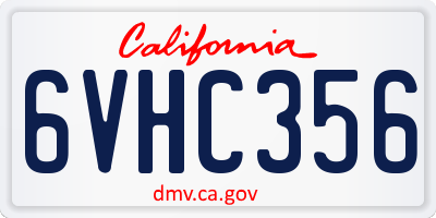 CA license plate 6VHC356