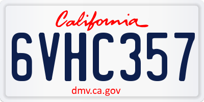 CA license plate 6VHC357