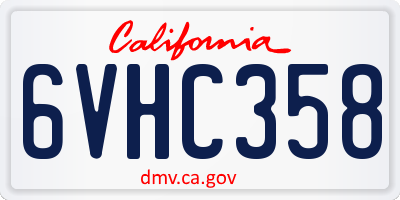 CA license plate 6VHC358