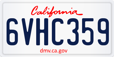 CA license plate 6VHC359
