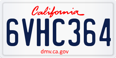 CA license plate 6VHC364