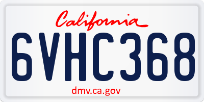 CA license plate 6VHC368
