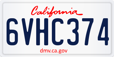 CA license plate 6VHC374