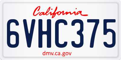 CA license plate 6VHC375