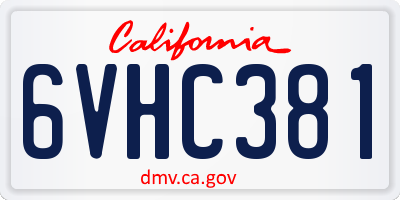CA license plate 6VHC381
