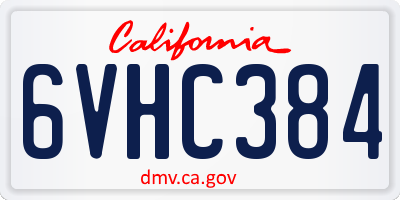 CA license plate 6VHC384