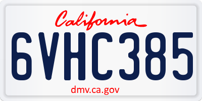 CA license plate 6VHC385