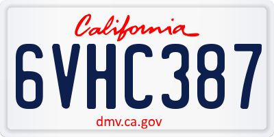 CA license plate 6VHC387