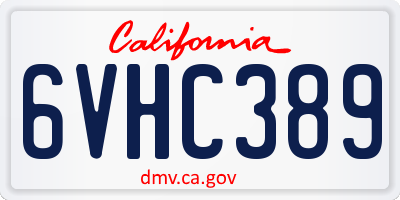 CA license plate 6VHC389