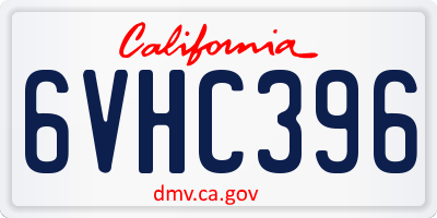 CA license plate 6VHC396