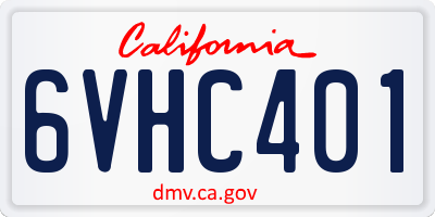 CA license plate 6VHC401