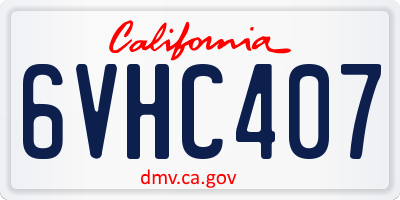 CA license plate 6VHC407