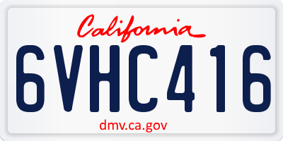 CA license plate 6VHC416