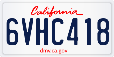 CA license plate 6VHC418