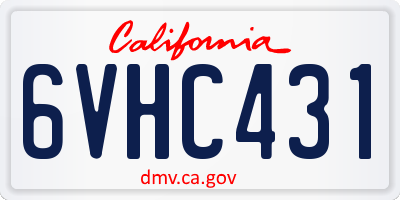 CA license plate 6VHC431