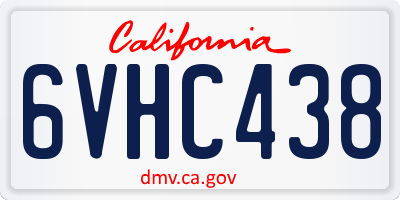 CA license plate 6VHC438