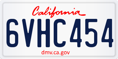 CA license plate 6VHC454