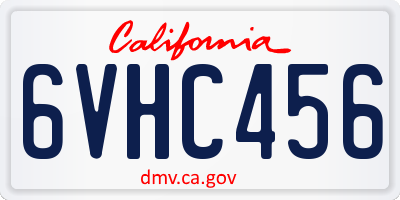 CA license plate 6VHC456