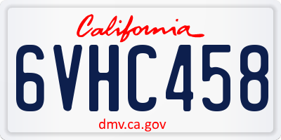 CA license plate 6VHC458