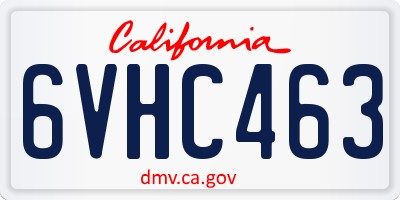 CA license plate 6VHC463