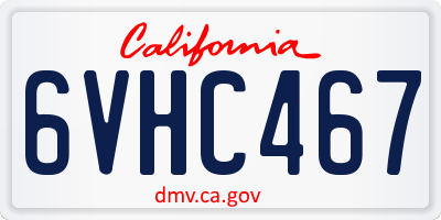 CA license plate 6VHC467