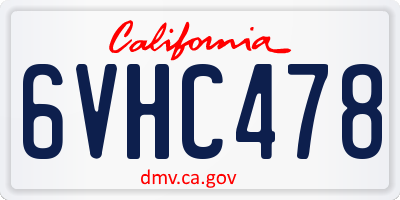 CA license plate 6VHC478