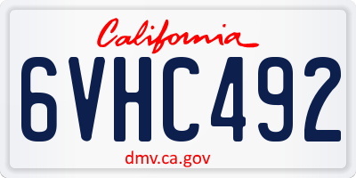 CA license plate 6VHC492