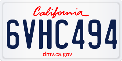 CA license plate 6VHC494