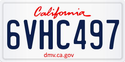 CA license plate 6VHC497