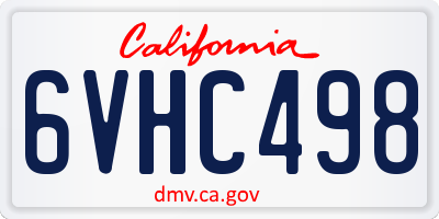 CA license plate 6VHC498