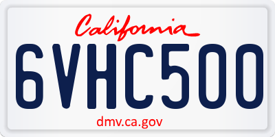CA license plate 6VHC500