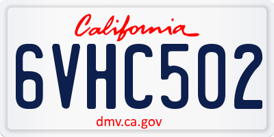 CA license plate 6VHC502
