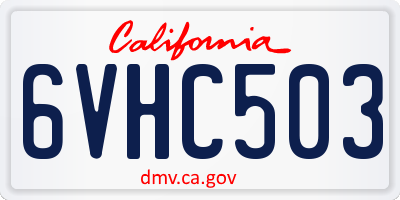 CA license plate 6VHC503