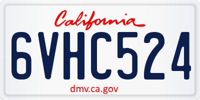 CA license plate 6VHC524