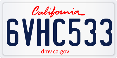CA license plate 6VHC533