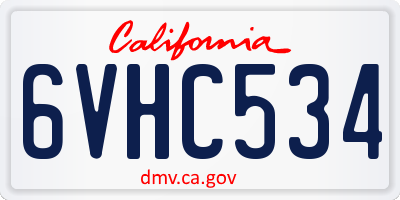 CA license plate 6VHC534