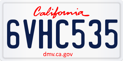 CA license plate 6VHC535