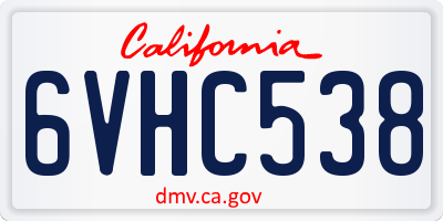 CA license plate 6VHC538