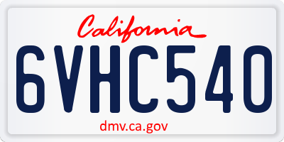 CA license plate 6VHC540