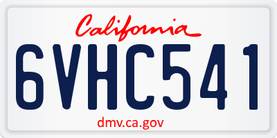 CA license plate 6VHC541