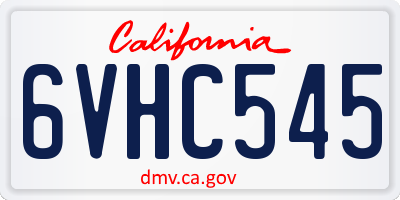 CA license plate 6VHC545