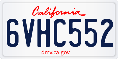 CA license plate 6VHC552