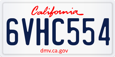 CA license plate 6VHC554
