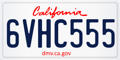 CA license plate 6VHC555