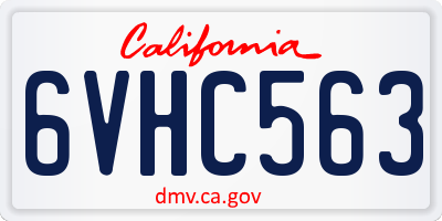 CA license plate 6VHC563