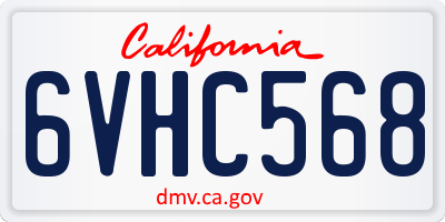 CA license plate 6VHC568